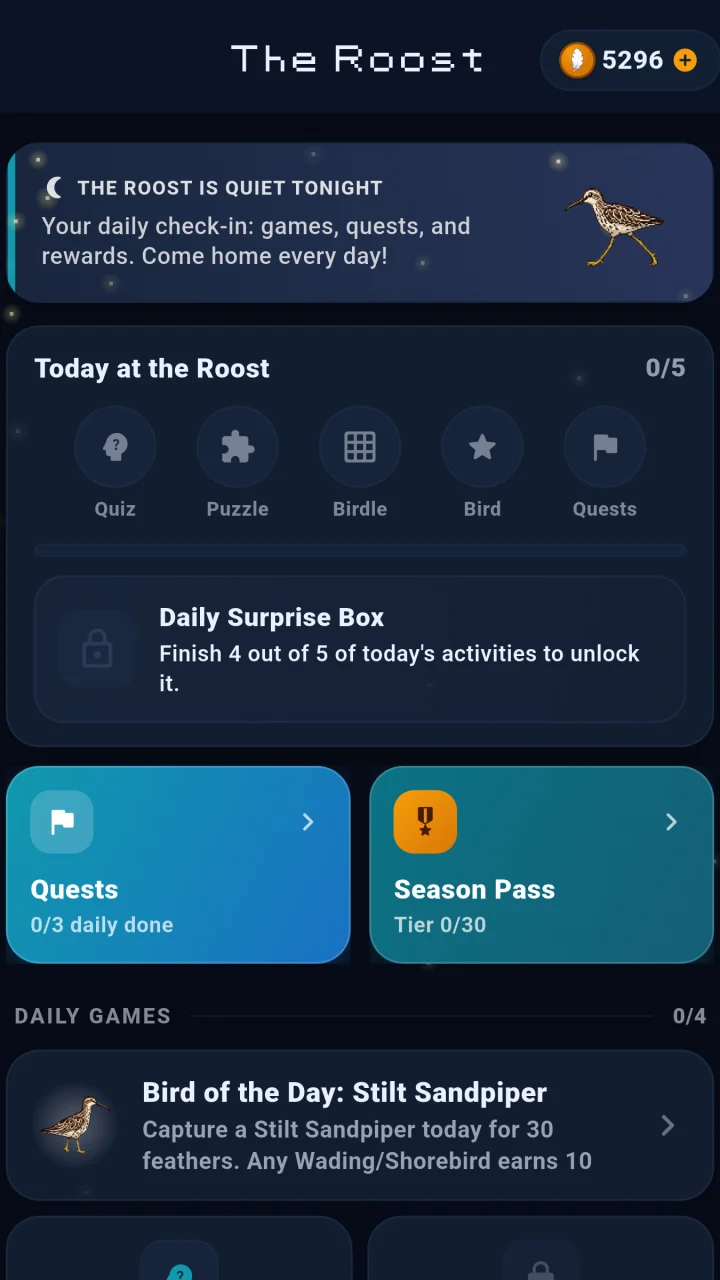 The Roost activities and daily birding challenges